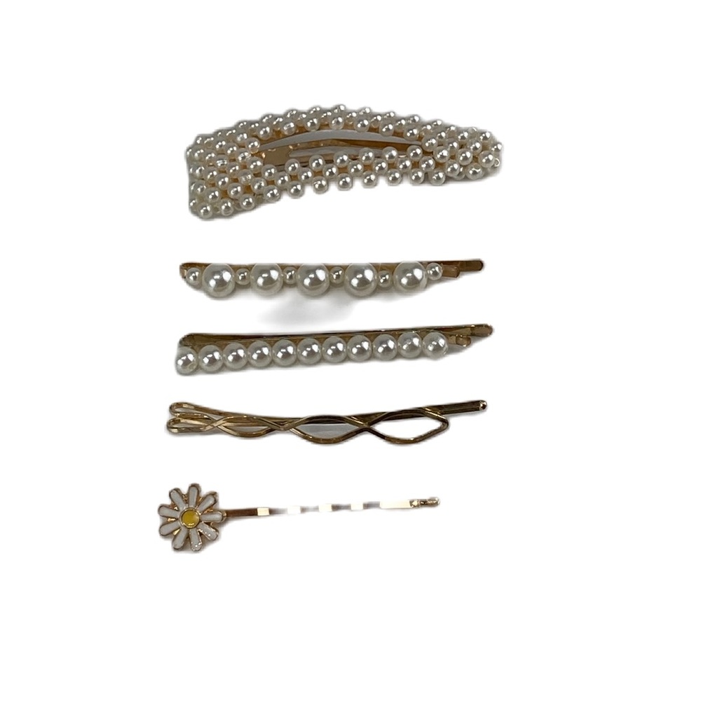 Ann Klein  Mother of the bride pearl and flower hair pin and snap lot of 5